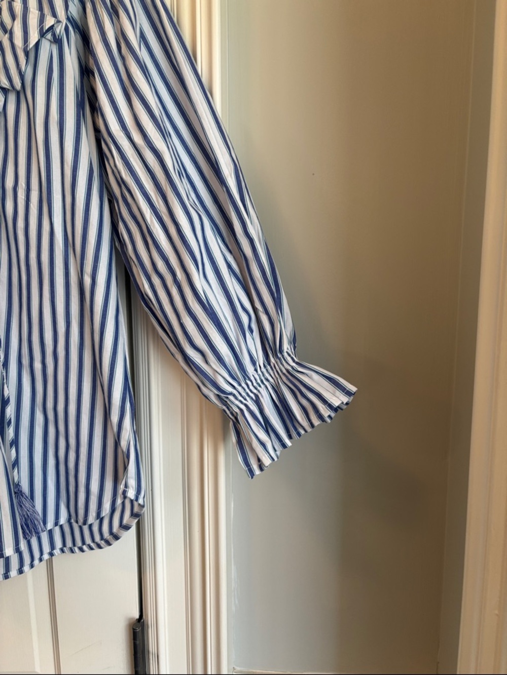 Mille Owen Blue & White Striped Ruffle Blouse - Picture 2 of 5